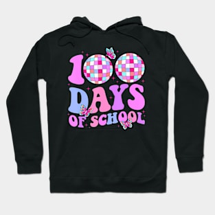 Happy 100Th Day Of School Teacher Groovy Disco Ball 100 Days Hoodie